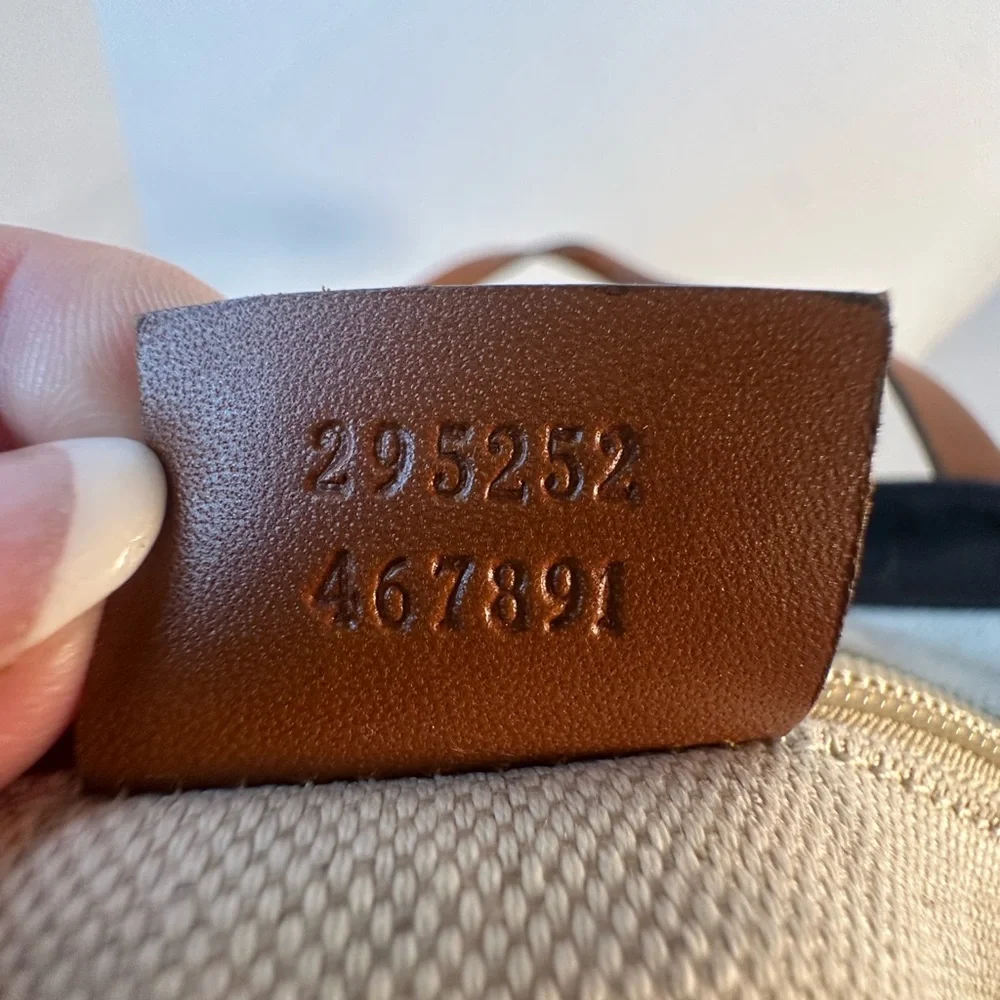 Authentic Gucci Black Nylon Tote Bag with brown leather shoulder straps. - Picture 10 of 12